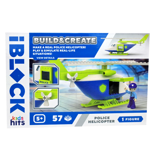 Конструктори з унікальними деталями - Конструктор IBLOCK Build & create Police helicopter 57 деталей (KH41/002/1)#3