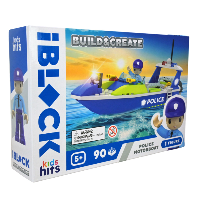 Конструктори з унікальними деталями - Конструктор IBLOCK Build & create Police motorboat 90 деталей (KH41/002/2)#2