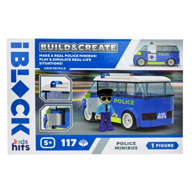 Конструктори з унікальними деталями - Конструктор IBLOCK Build & create Police minibus 117 деталей (KH41/002/4)#3