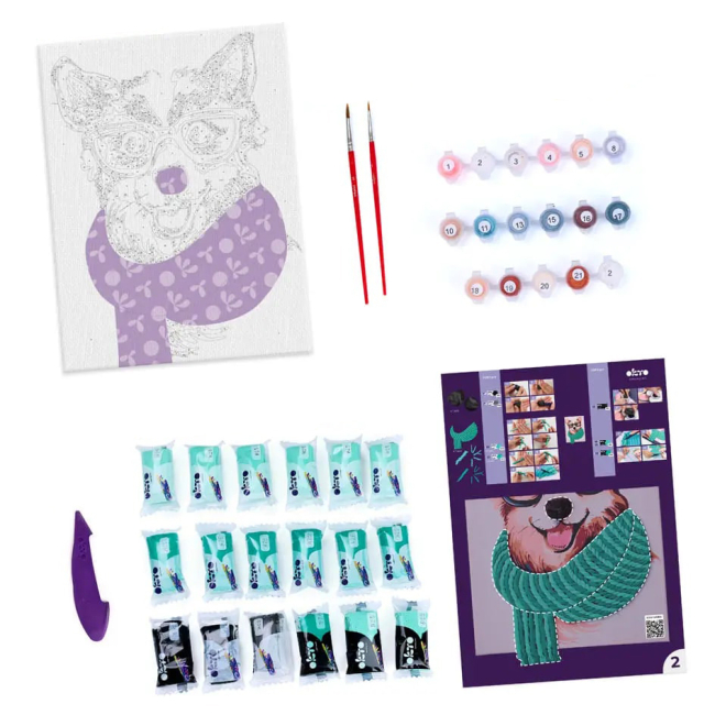 Товары для рисования - Картина по номерам ОКТО Стильный корги (30002)#2