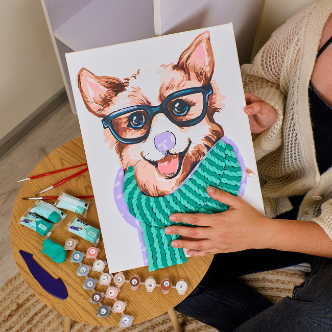 Товары для рисования - Картина по номерам ОКТО Стильный корги (30002)#4