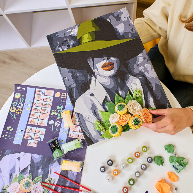 Товари для малювання - Картина за номерами ОКТО Жінка в капелюсі (30007)#3