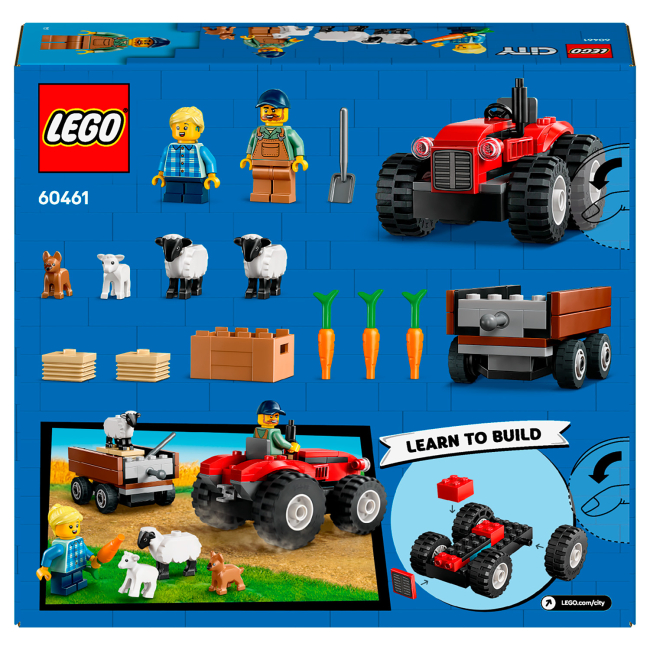 Конструкторы LEGO - Конструктор LEGO City Красный фермерский трактор с прицепом и овцами (60461)#3