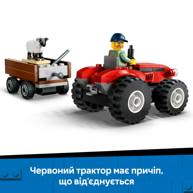 Конструкторы LEGO - Конструктор LEGO City Красный фермерский трактор с прицепом и овцами (60461)#8