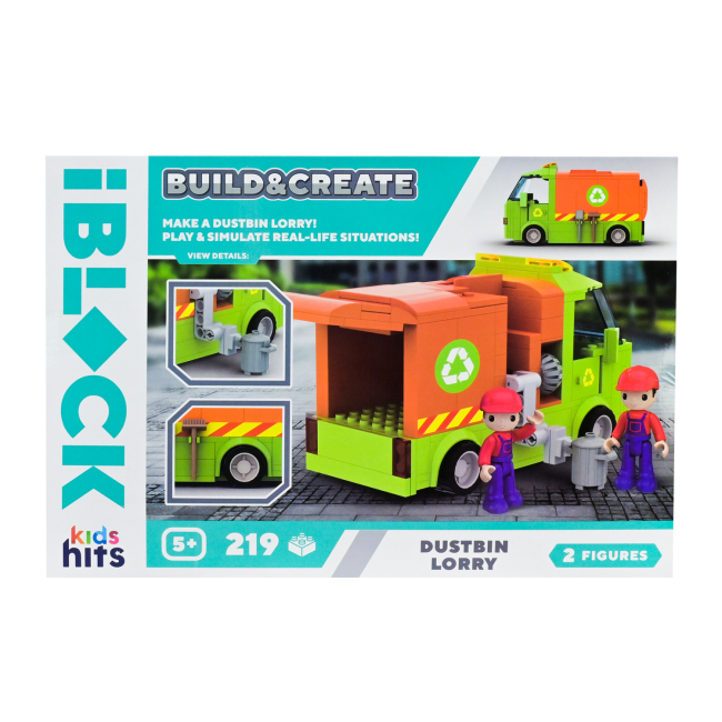 Конструктори з унікальними деталями - Конструктор IBLOCK Build & create Dustbin lorry 219 деталей (KH17/005/1)#3