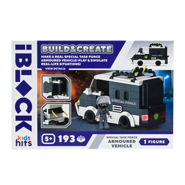 Конструктори з унікальними деталями - Конструктор IBLOCK Build & create Armoured vehicle 193 деталі (KH42/003/2)#3