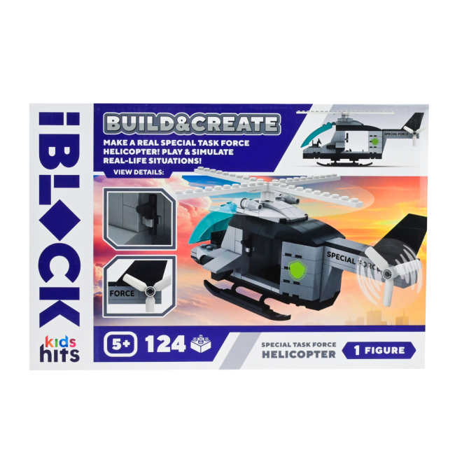 Конструктори з унікальними деталями - Конструктор IBLOCK Build & create Helicopter 124 деталі (KH42/003/3)#3