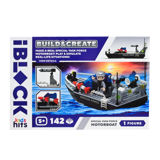 Конструктори з унікальними деталями - Конструктор IBLOCK Build & create Motorboat 142 деталі (KH42/003/4)#3