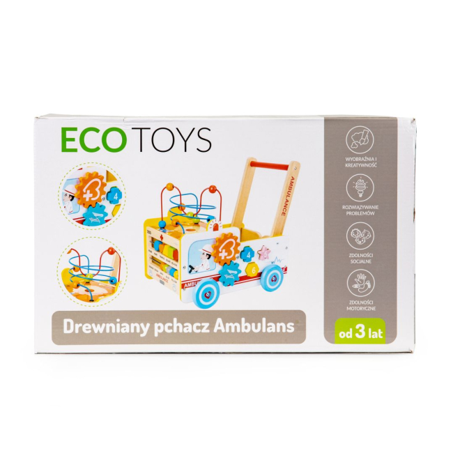Розвивальні іграшки - Розвивальна іграшка Ecotoys Штовхач Швидка допомога (HM013239)#4