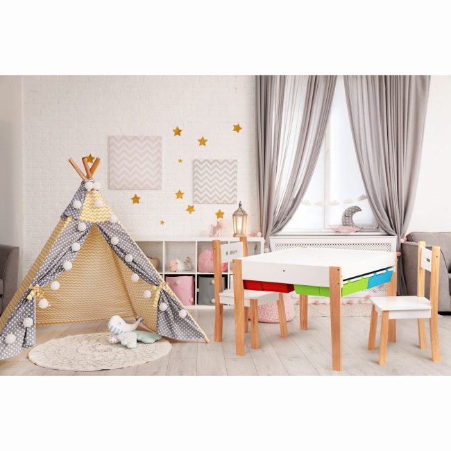 Дитячі меблі - Стіл зі стільцями Ecotoys Smart з дошкою для конструктора (XKF002)#5