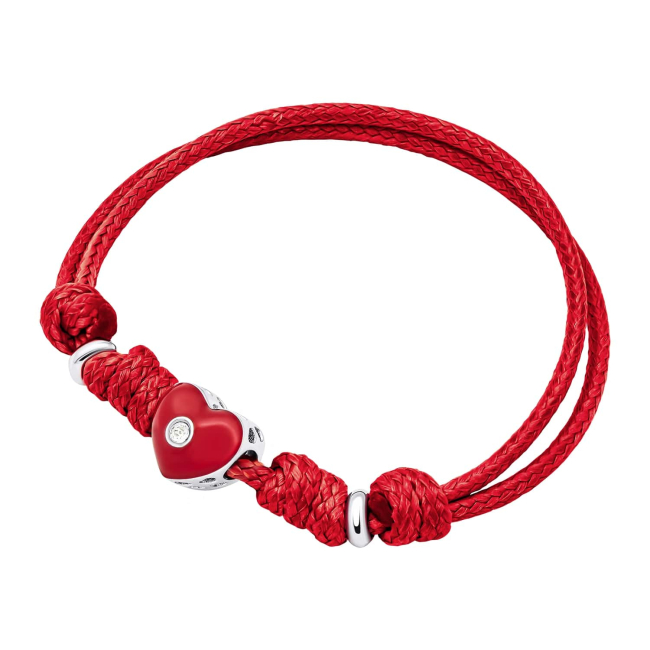 Ювелірні прикраси - Браслет на шнурку UmaUmi Серденько з червоною емаллю та фіанітом (2210000018884)#2