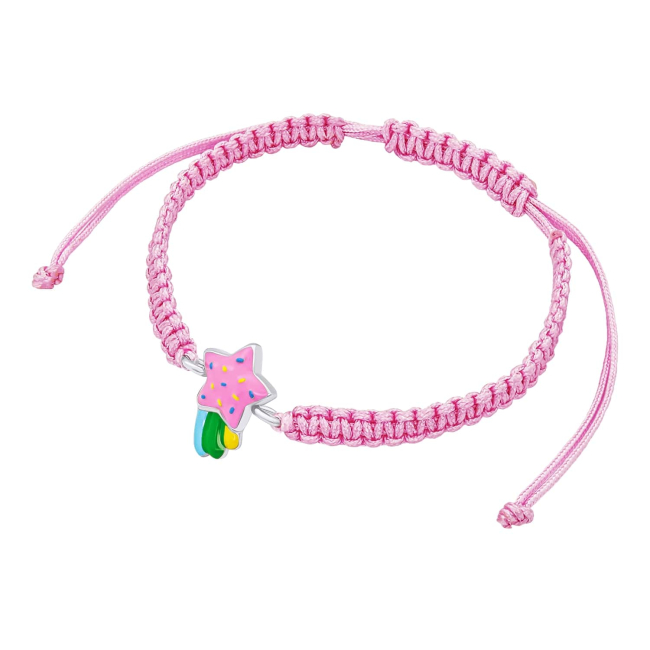 Ювелірні прикраси - Браслет плетений UmaUmi Комета рожева з різнокольоровою емаллю (2210000018815)#2