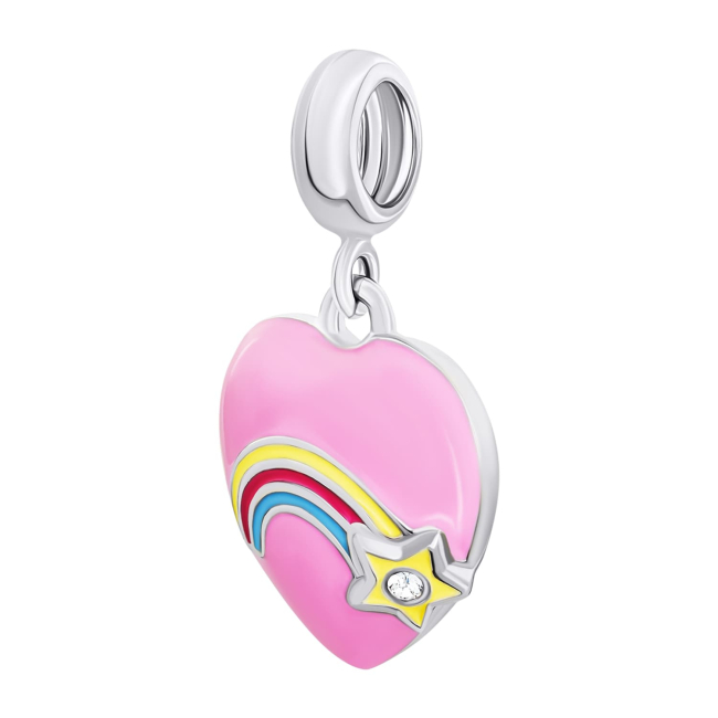 Ювелірні прикраси - Кулон UmaUmi Веселкове серце з рожевою емаллю та фіанітом (2210000019232)#2