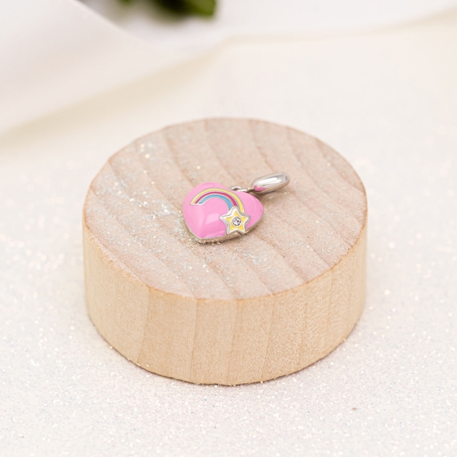 Ювелірні прикраси - Кулон UmaUmi Веселкове серце з рожевою емаллю та фіанітом (2210000019232)#4