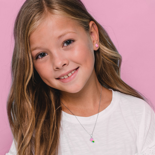 Ювелірні прикраси - Кулон UmaUmi Комета рожева з різнокольоровою емаллю (2210000018808)#2