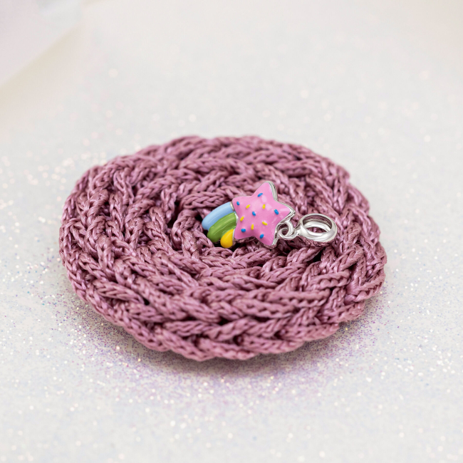 Ювелірні прикраси - Кулон UmaUmi Комета рожева з різнокольоровою емаллю (2210000018808)#3