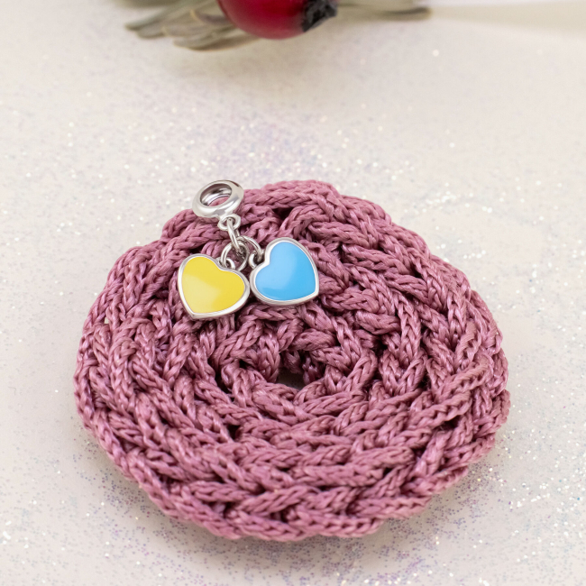 Ювелірні прикраси - Кулон UmaUmi Україна із двох сердець із жовтою та блакитною емаллю (2210000019133)#2