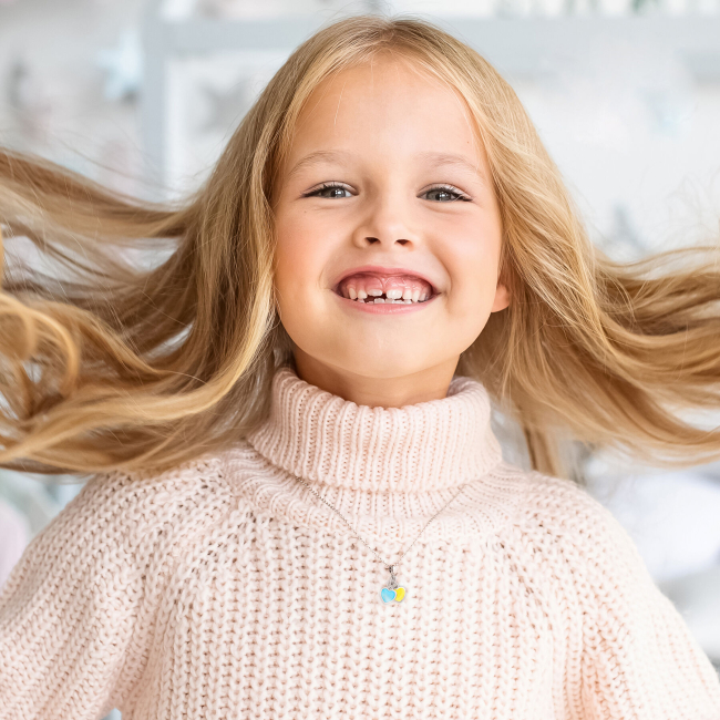 Ювелірні прикраси - Кулон UmaUmi Україна із двох сердець із жовтою та блакитною емаллю (2210000019133)#3