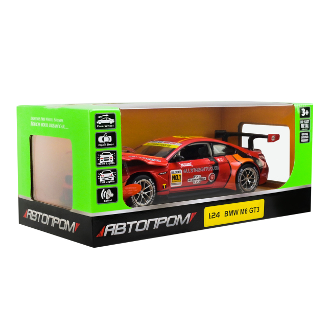 Автомодели - ​Автомодель Автопром BMW M6 GT3 1:24 (68278A)#6