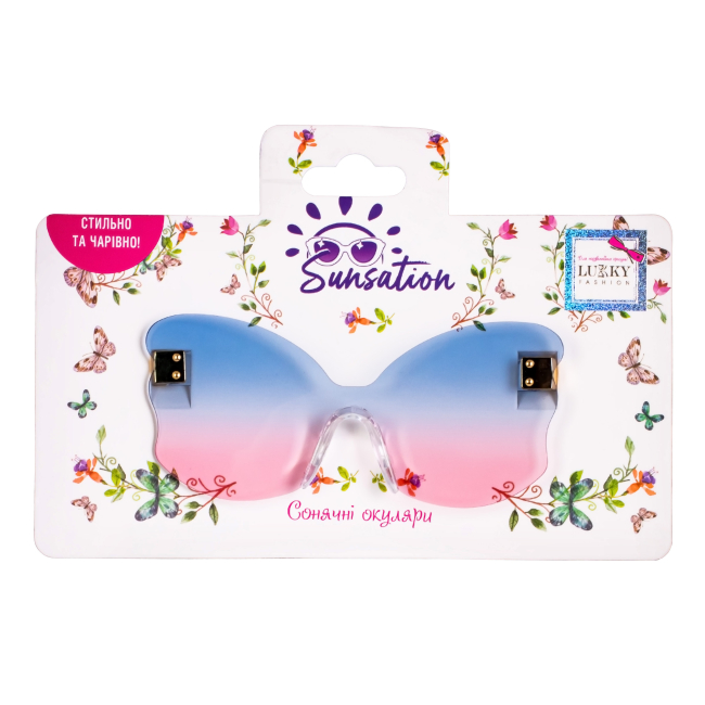 Солнцезащитные очки - Солнечные очки Lukky Fashion Бабочки розово-голубые (T23395)#2