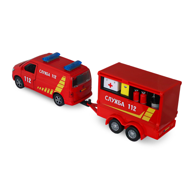 Транспорт і спецтехніка - Ігровий набір TechnoDrive Volkswagen Служба 112 з причіпом (520322.270)#3