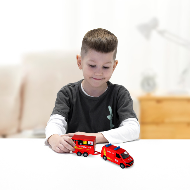 Транспорт і спецтехніка - Ігровий набір TechnoDrive Volkswagen Служба 112 з причіпом (520322.270)#9