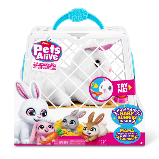 Мягкие животные - Игровой набор Pets Alive Mama and Baby Surprise S1 Мама Кролик с сюрпризом (9554)#3