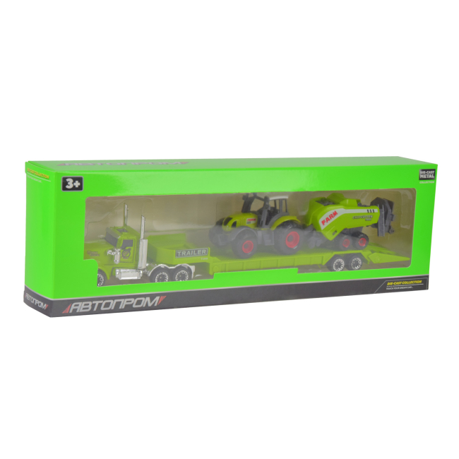 Транспорт і спецтехніка - Автомодель Автопром Трейлер Зелений трактор з зеленим причепом (7842AB/4)#2