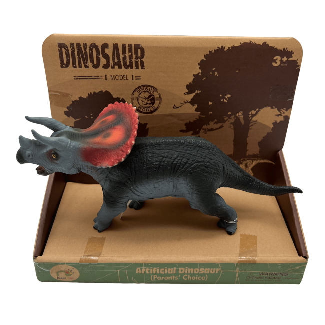 Фігурки тварин - Інтерактивна іграшка Bibi Toys Динозавр сіро-чорний з червоним гребнем (762190BT/3)#2