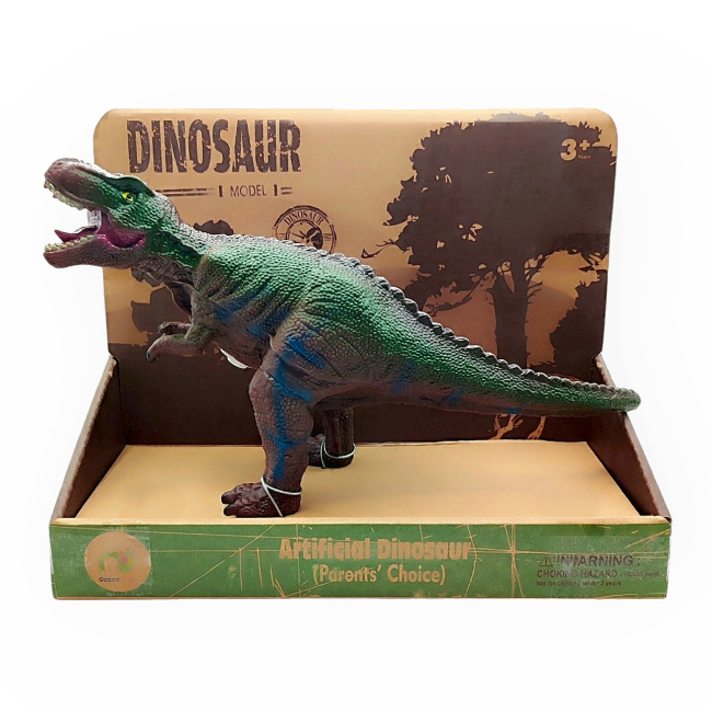 Фігурки тварин - Інтерактивна іграшка Bibi Toys ​Динозавр коричнево-зелений з синіми смужками (762206BT/1)#2