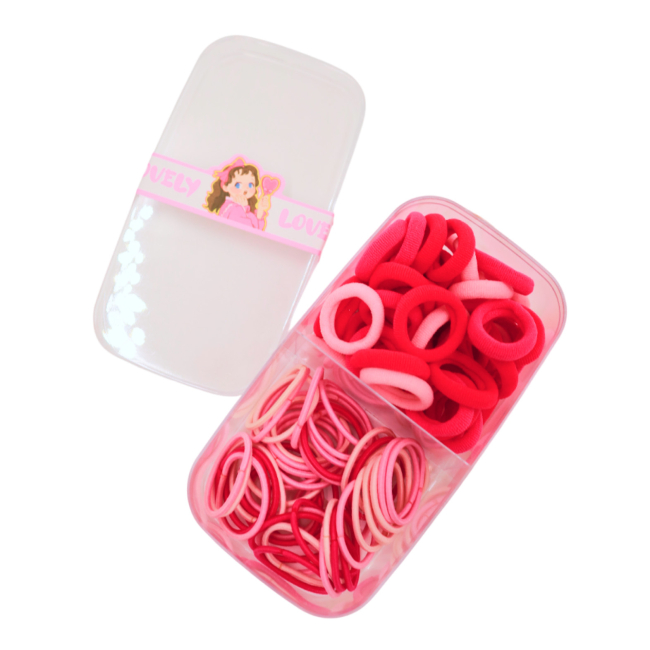 Бижутерия и аксессуары - Набор из микса резинок в боксе Zhorya розовый 100 шт (23I1/2)#2