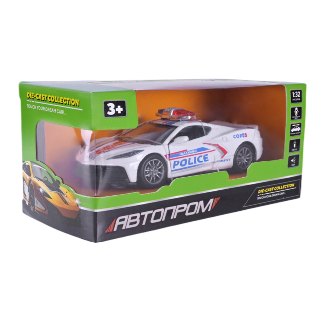Транспорт и спецтехника - Автомодель Автопром Полицейская машина белая (AP74196/1)#4