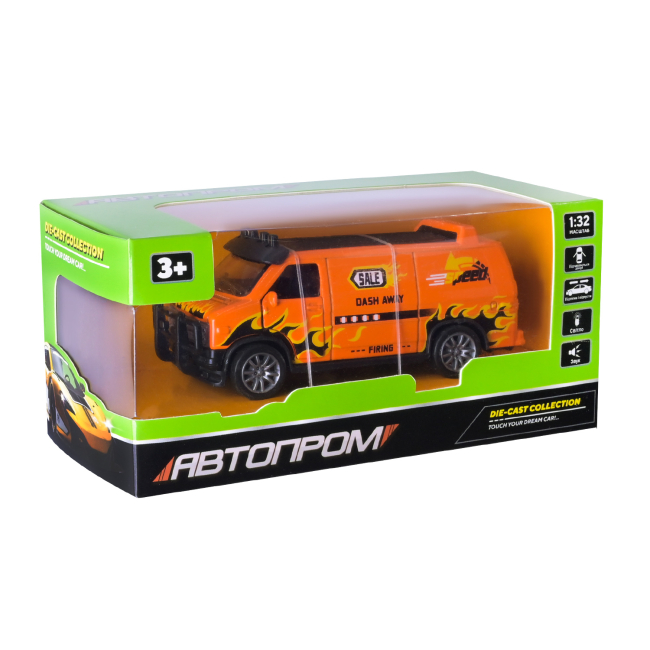 Автомоделі - Автомодель Автопром Вантажний фургон помаранчевий (AP74200/2)#3