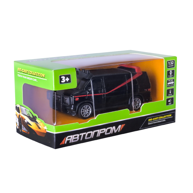 Автомоделі - Автомодель Автопром Вантажний фургон чорний з червоною смужкою (AP74212/1)#3