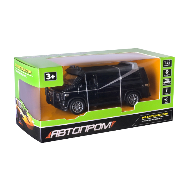 Автомодели - Автомодель Автопром Грузовой фургон черный с белой полоской (AP74212/2)#3