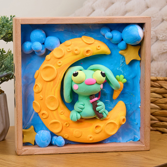 Наборы для лепки - Набор для творчества OKTO Wood and Craft Little worlds Заяц на луне (20032)#4