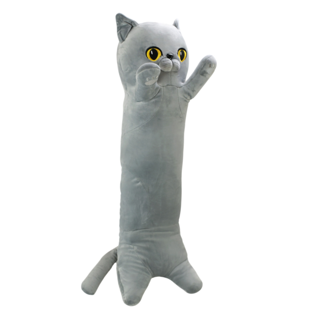 Мягкие животные - Мягкая игрушка Shantou Jinxing Кот Батон серый 90 см (L2402)#2