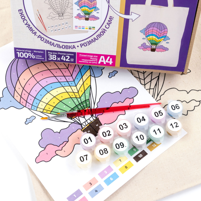 Набори для творчості - Набір для творчості Rosa Talent Екосумка-розмальовка Політ над хмарами (N0003648)#3