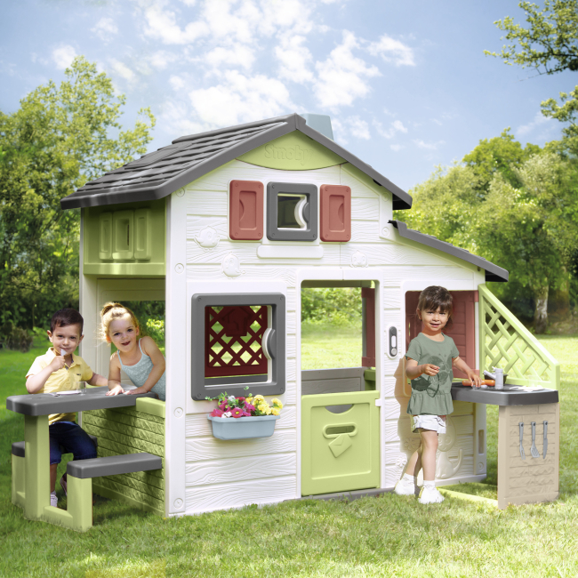 Игровые комплексы, качели, горки - Игровой домик Smoby Life для друзей с летней кухней, дверным звонком и столиком (7600810207)#3