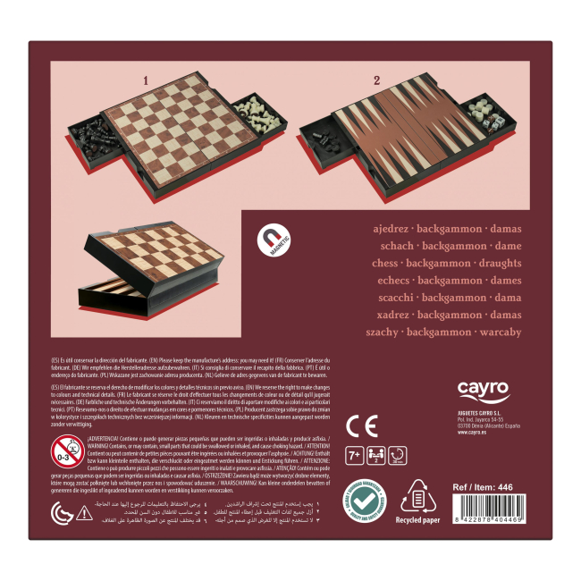 Настільні ігри - Магнітні шахи-шашки-нарди Cayro з відсіками для зберігання фігур (446)#7