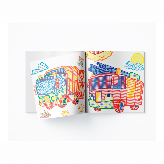 Товары для рисования - Водная раскраска с цветным контуром Crystal Book Большие машины (9789669872944)#3
