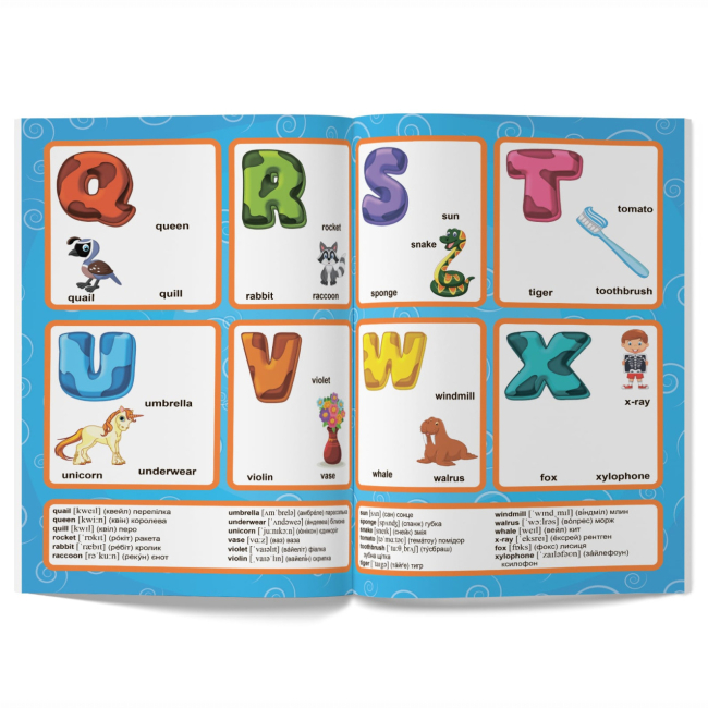 Розмальовки та актівітібуки (2-6 років) - Книжка «Перші розвивальні наліпки. English ABC. 65 наліпок» (9789669873644)#3