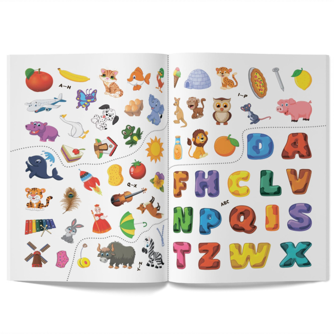Розмальовки та актівітібуки (2-6 років) - Книжка «Перші розвивальні наліпки. English ABC. 65 наліпок» (9789669873644)#5