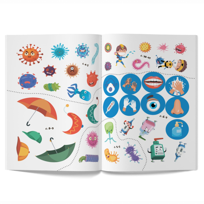Розмальовки та актівітібуки (2-6 років) - Книжка «Перші розвивальні наліпки. Віруси. 42 наліпки» (9789669875174)#5