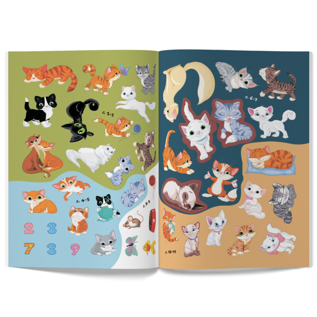 Розмальовки та актівітібуки (2-6 років) - Книжка «Перші розвивальні наліпки. Котики. 44 наліпки» (9789669874696)#5