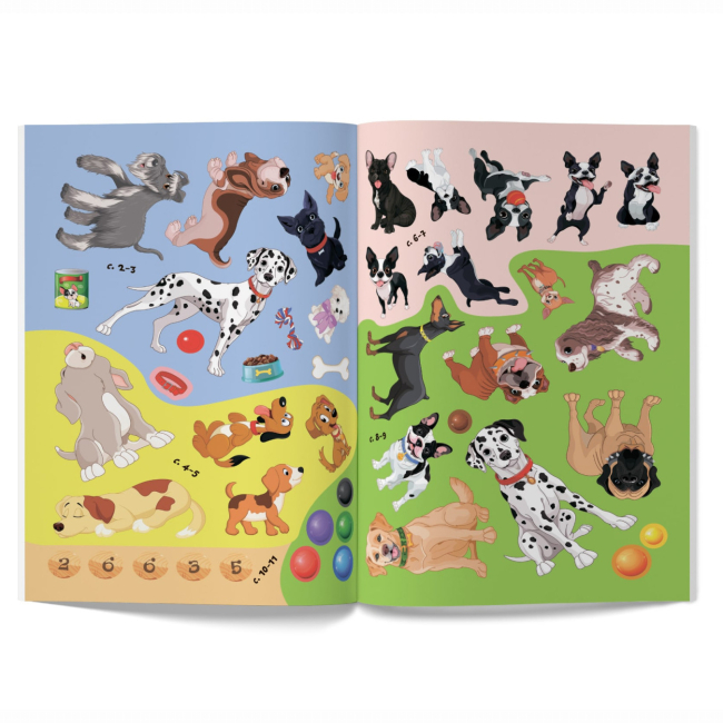Розмальовки та актівітібуки (2-6 років) - Книжка «Перші розвивальні наліпки. Собачки. 45 наліпки» (9789669874719)#5