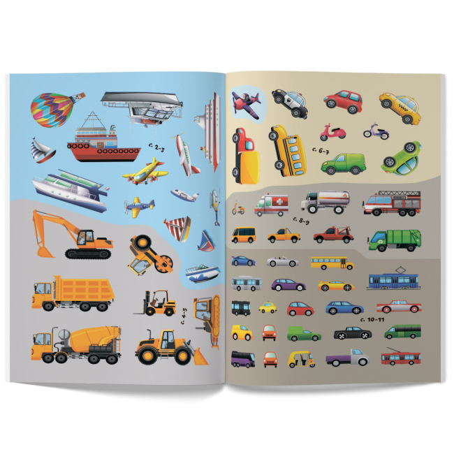 Розмальовки та актівітібуки (2-6 років) - Книжка «Перші розвивальні наліпки. Транспорт. 61 наліпка» (9789669873392)#5