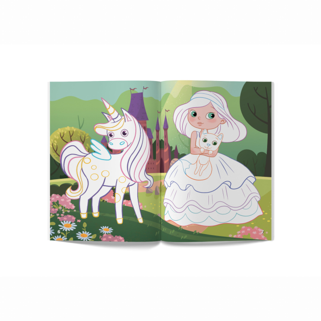 Товари для малювання - Розмальовка з кольоровим контуром і наліпками Crystal Book Принцеси (9789669873767)#3