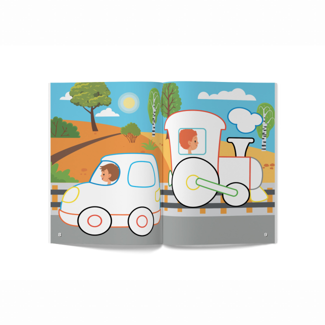 Товари для малювання - Розмальовка з кольоровим контуром і наліпками Crystal Book Транспорт (9789669873477)#4