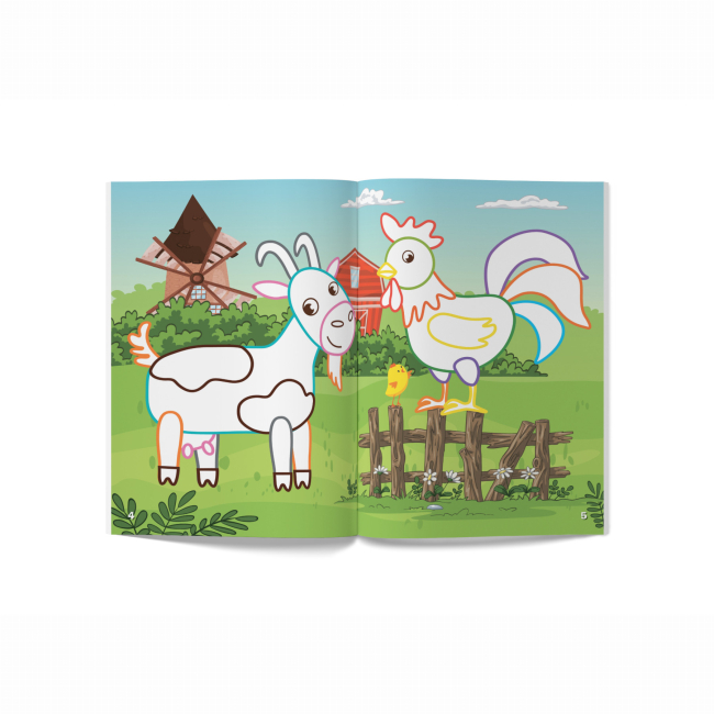 Товары для рисования - Раскраска Crystal Book Ферма с цветным контуром и наклейками (9789669873491)#2